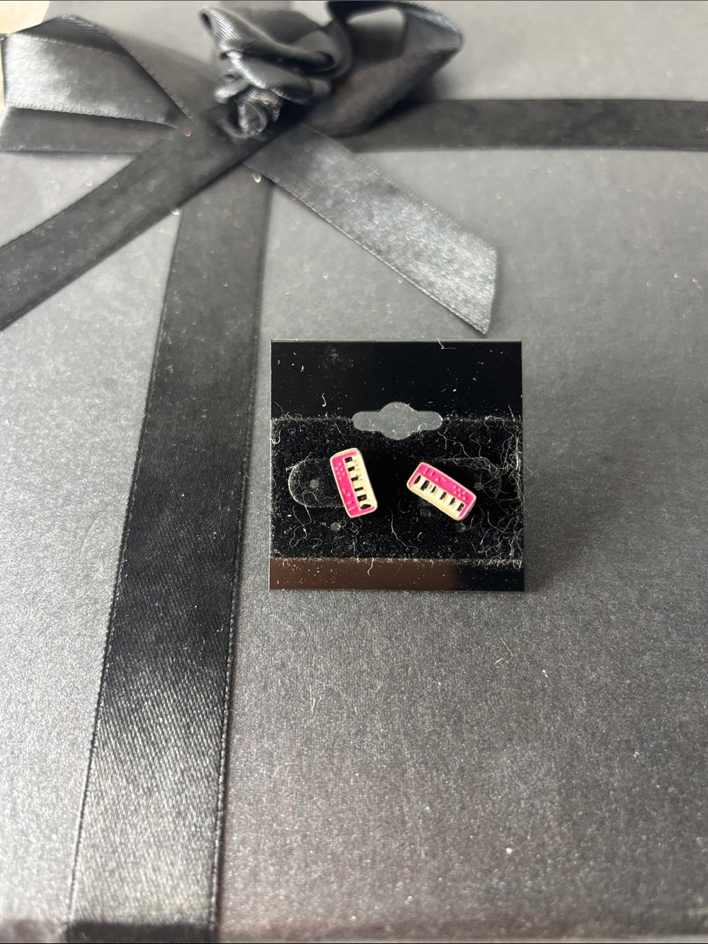 Pink Piano Key Stud Earrings